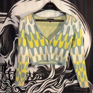 Kendall and Kylie Colorful Patterned cropped Cardigan